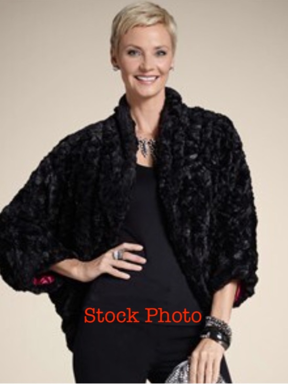 Chico’s Black Faux Fur Knit Shrug Sweater - Women sized 16 NWT